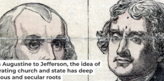 The founding generation: James Madison, left, and Thomas Jefferson, both proponents of the separation of church and state. Photo12/Universal Images Group via Getty Images